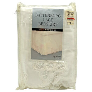Battenburg Lace Bedskirt FULL Size 54" x 75" Crochet 14" Drop HTF NOS Sealed New
